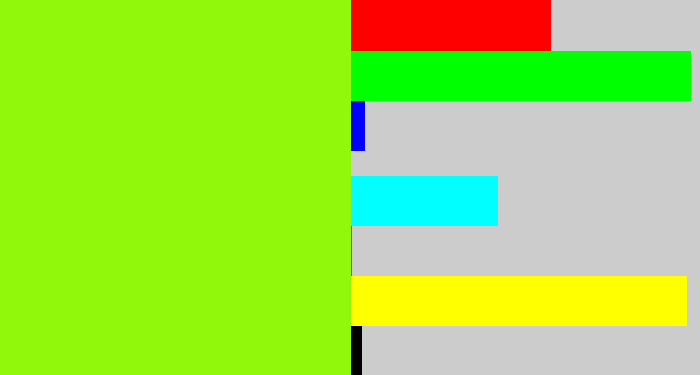 Hex color #91f80b - acid green
