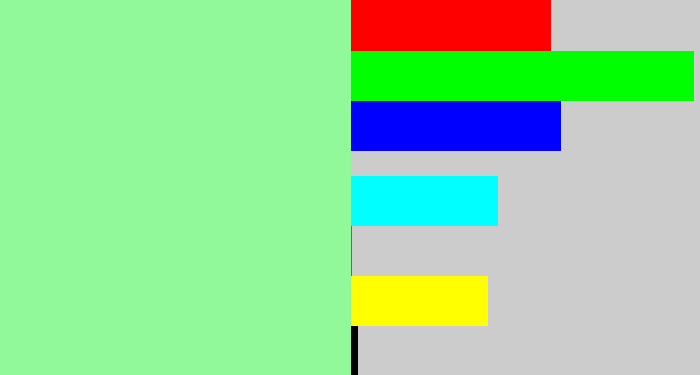 Hex color #91f999 - mint green