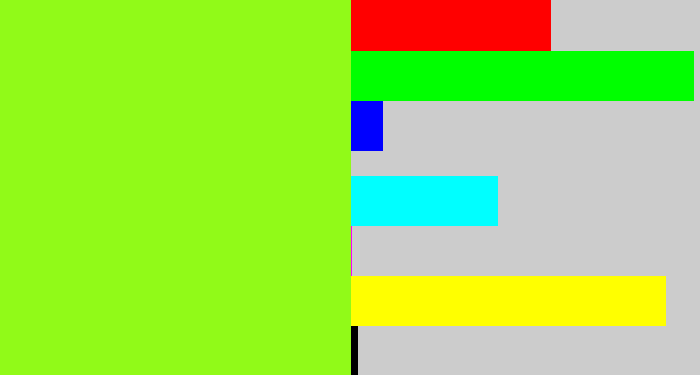 Hex color #91fa18 - acid green