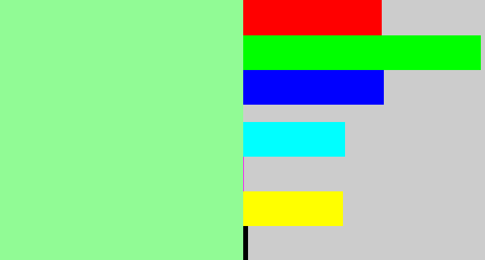 Hex color #91fb95 - mint green
