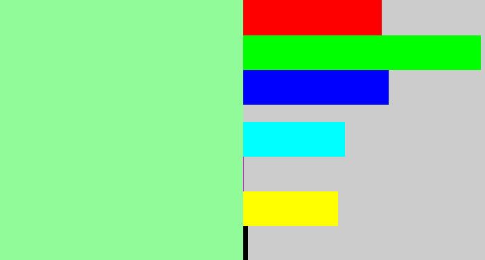 Hex color #91fb99 - mint green