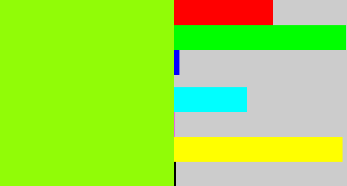 Hex color #91fc07 - acid green
