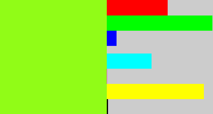 Hex color #91fc17 - acid green