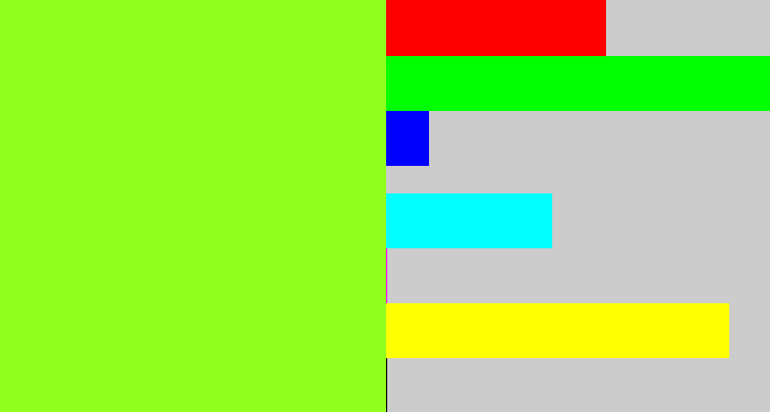 Hex color #91ff1d - acid green