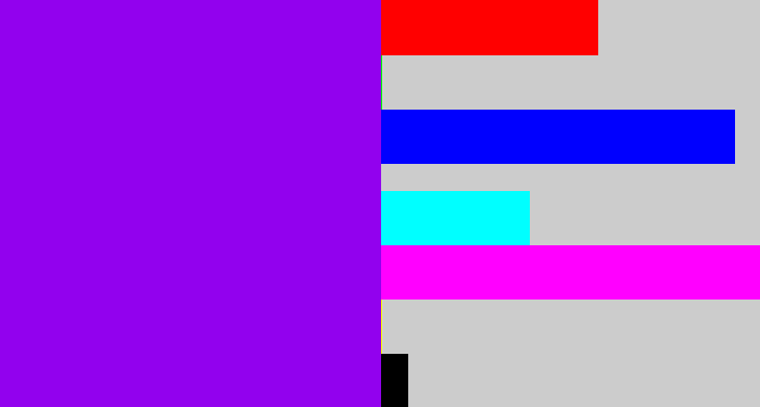 Hex color #9201ee - vivid purple