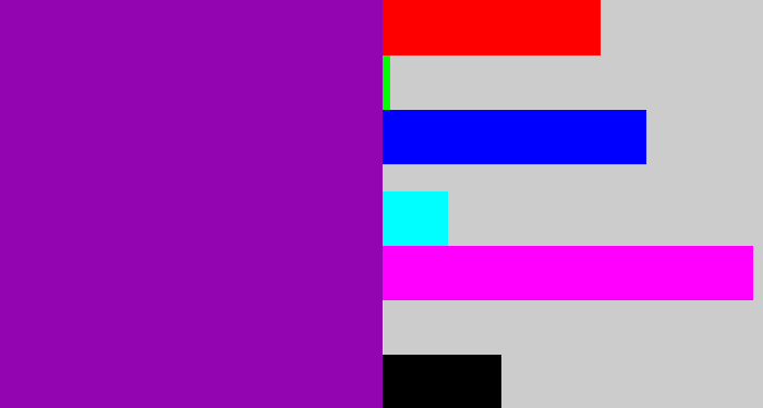 Hex color #9205b0 - barney purple