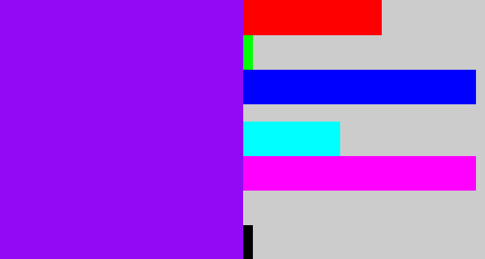 Hex color #9209f5 - vivid purple