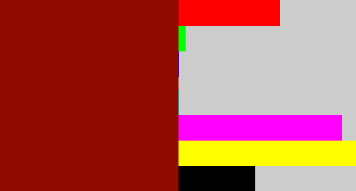 Hex color #920b00 - brick red