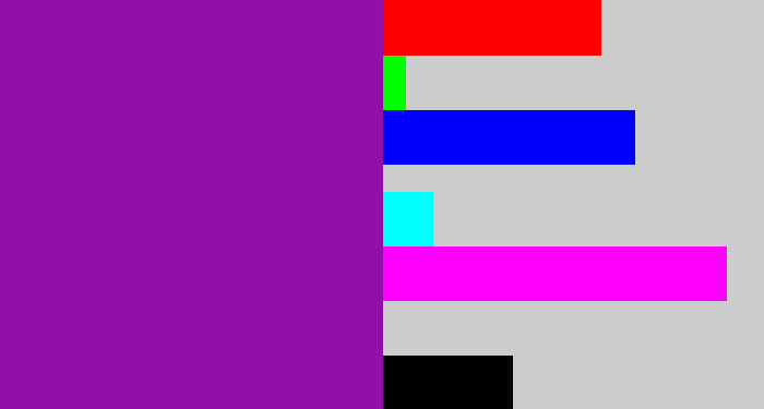 Hex color #9210a8 - barney purple