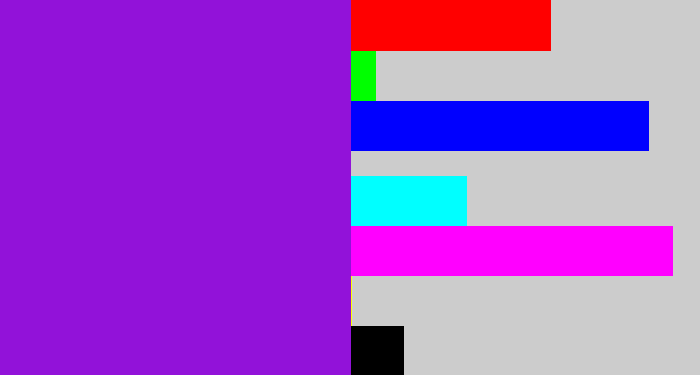 Hex color #9212d9 - violet