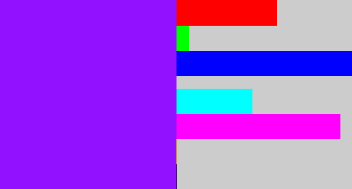 Hex color #9212ff - vivid purple