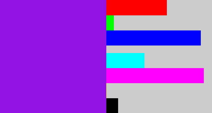Hex color #9213e3 - violet