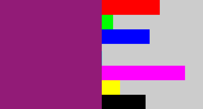 Hex color #921b77 - darkish purple
