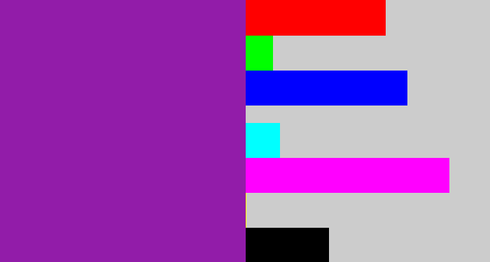 Hex color #921ca9 - purple