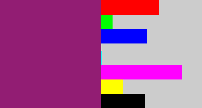 Hex color #921d73 - darkish purple
