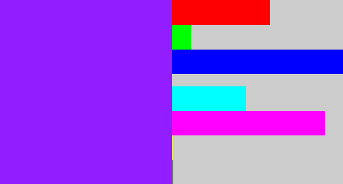 Hex color #921dff - electric purple