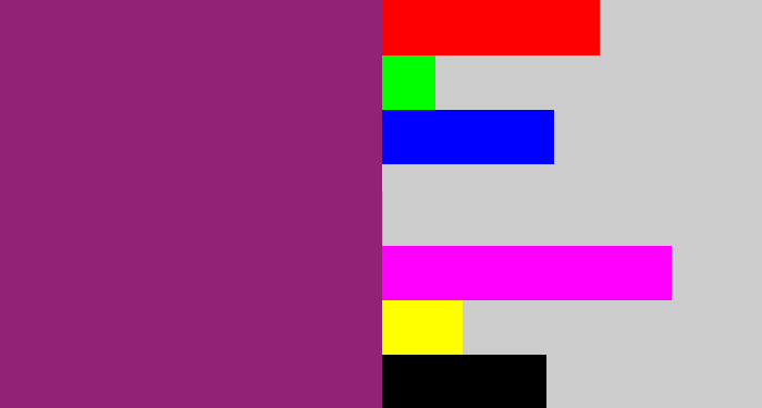 Hex color #922374 - warm purple