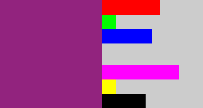 Hex color #92237e - warm purple