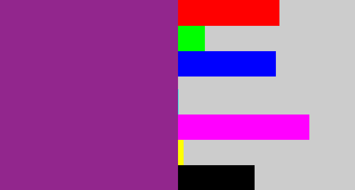 Hex color #92268d - warm purple