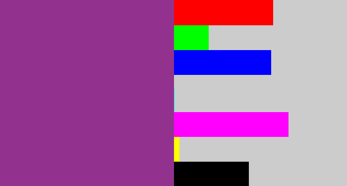 Hex color #92328e - warm purple