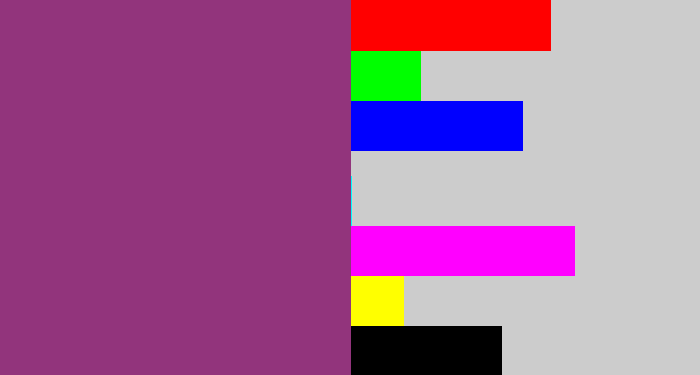 Hex color #92347c - warm purple