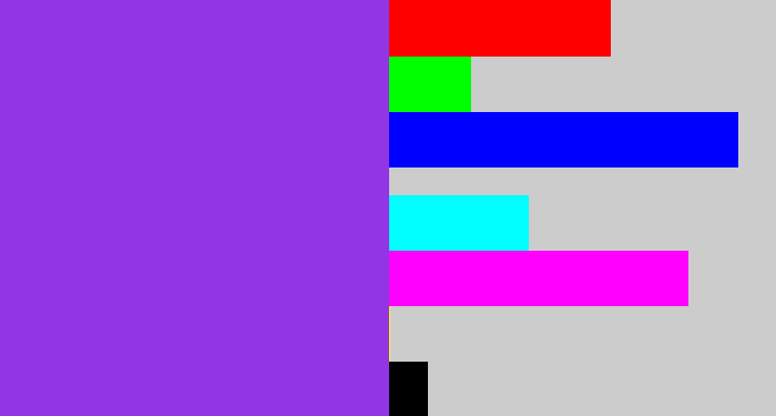 Hex color #9235e5 - bluish purple