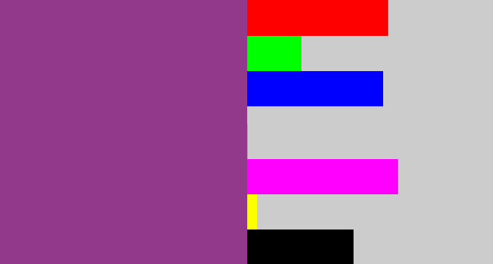 Hex color #92398c - warm purple