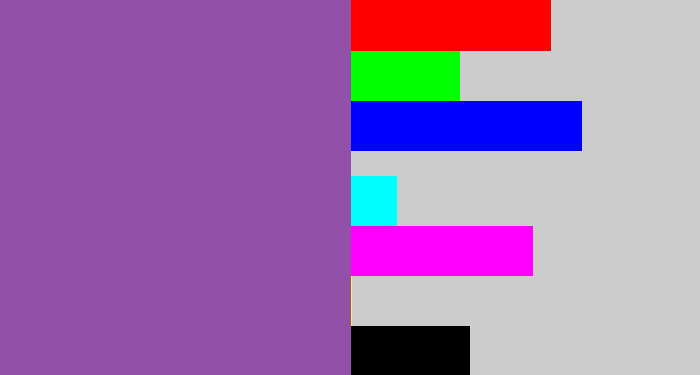 Hex color #9250a8 - medium purple