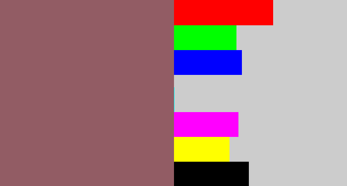 Hex color #925c64 - dark mauve