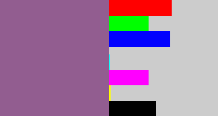 Hex color #925d90 - purplish