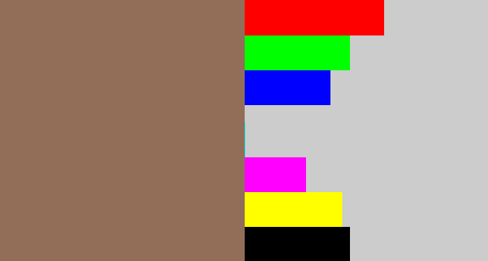 Hex color #926e58 - brownish