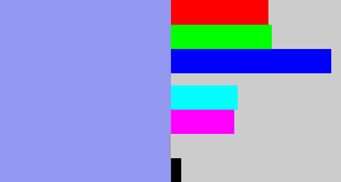 Hex color #9297f0 - periwinkle blue