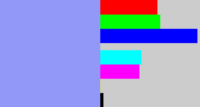 Hex color #9298f8 - periwinkle blue