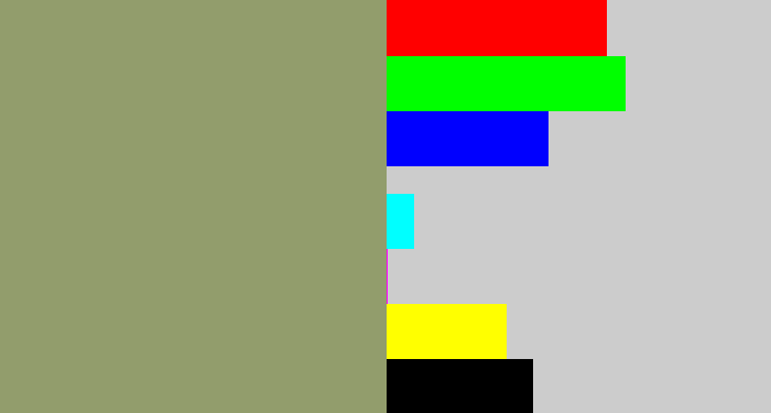 Hex color #929d6c - grey/green