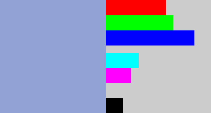 Hex color #92a2d5 - light grey blue