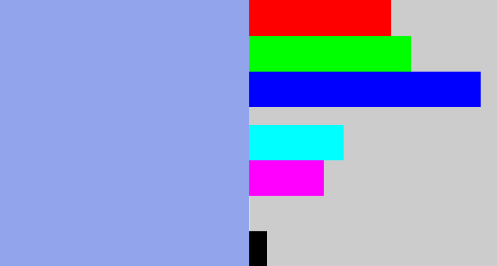Hex color #92a5ec - periwinkle blue