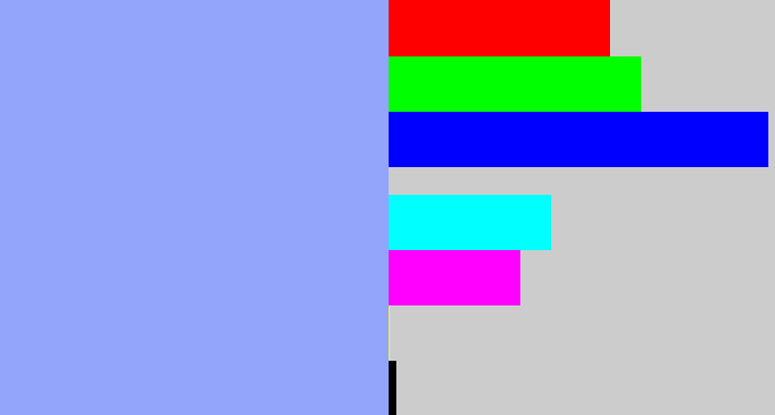 Hex color #92a5fb - periwinkle blue