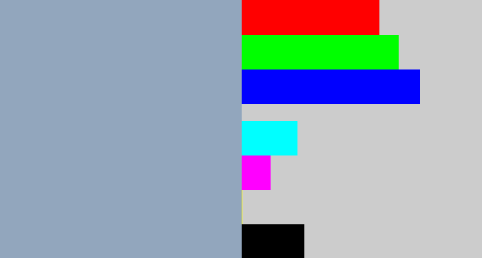 Hex color #92a6bd - bluey grey