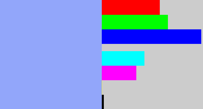 Hex color #92a6fa - periwinkle blue