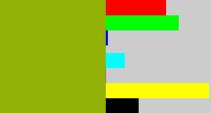 Hex color #92b104 - booger green