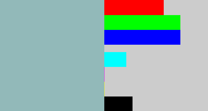 Hex color #92b9b9 - pale teal