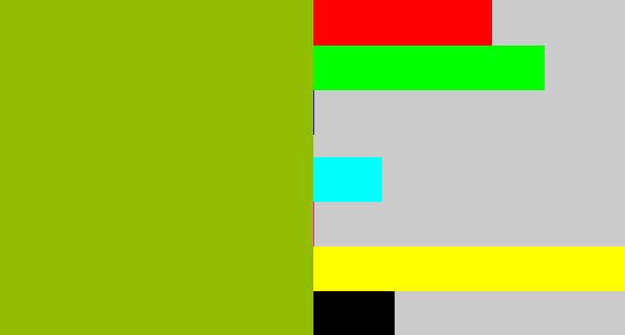 Hex color #92bc00 - booger green