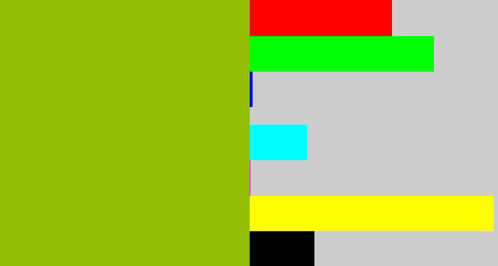 Hex color #92bd03 - booger green