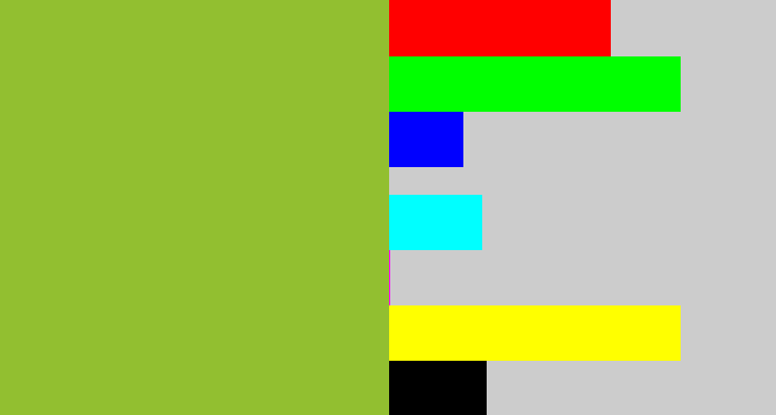 Hex color #92bf30 - sick green
