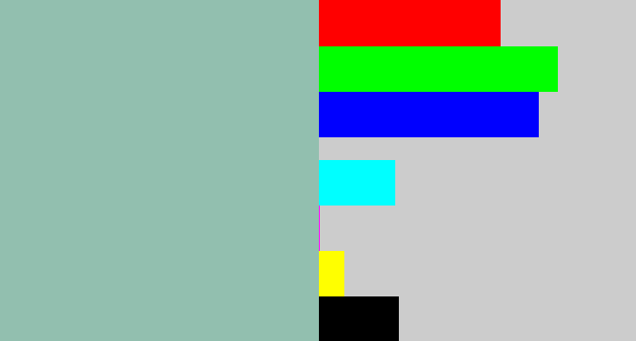 Hex color #92bfaf - pale teal