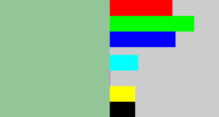 Hex color #92c598 - greenish grey