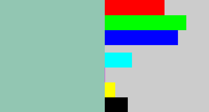 Hex color #92c6b2 - pale teal