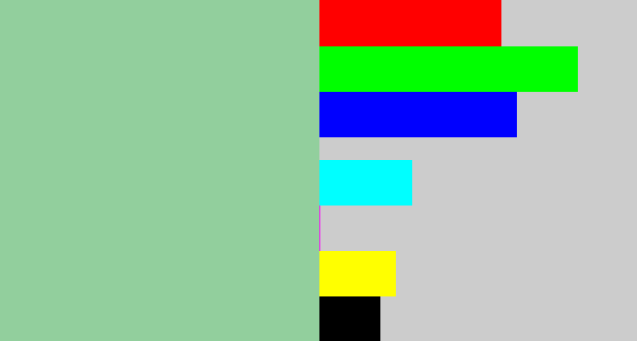 Hex color #92cf9d - pale teal
