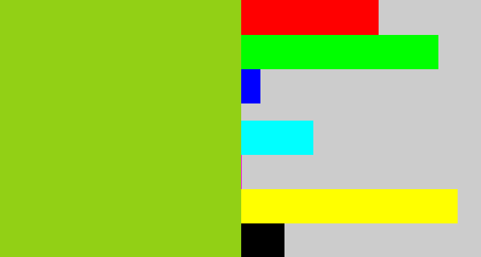 Hex color #92d015 - slime green