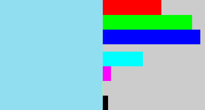 Hex color #92def1 - light blue
